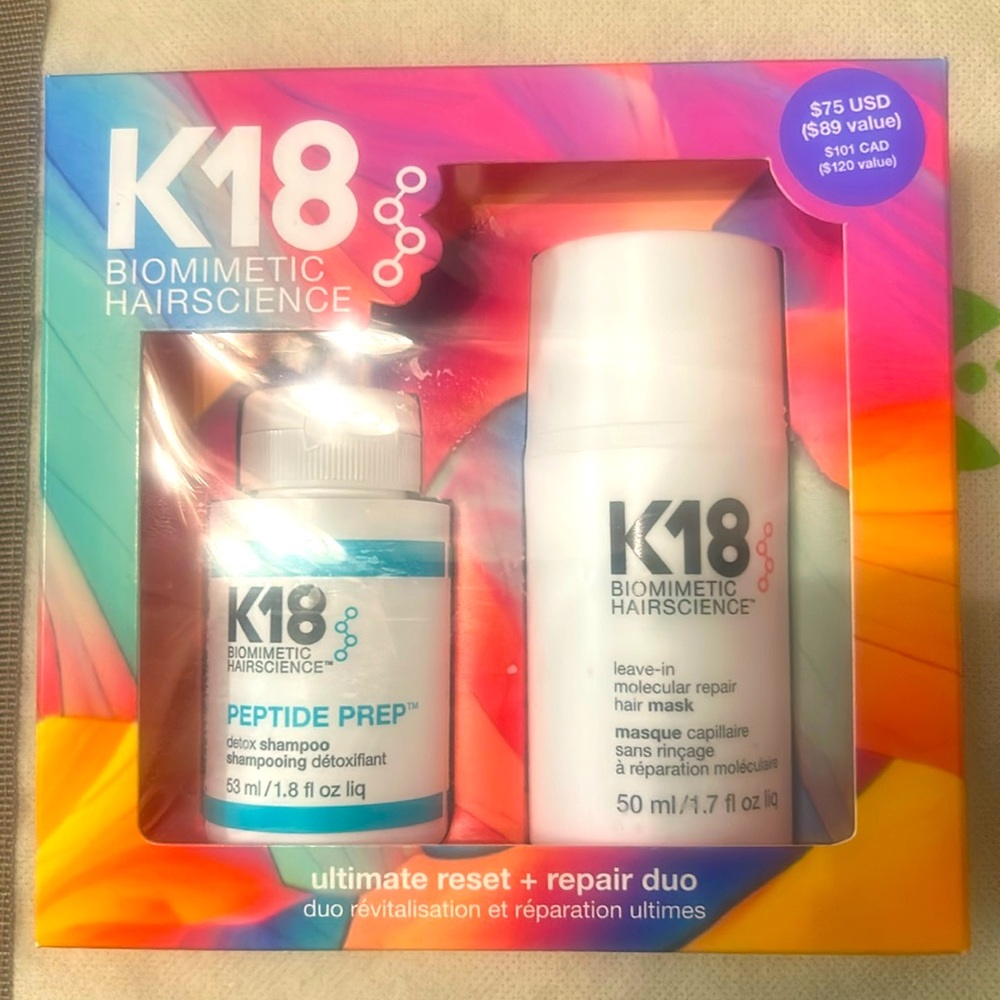 K18 Biomimetic Hairscience ultimate reset + repair duo